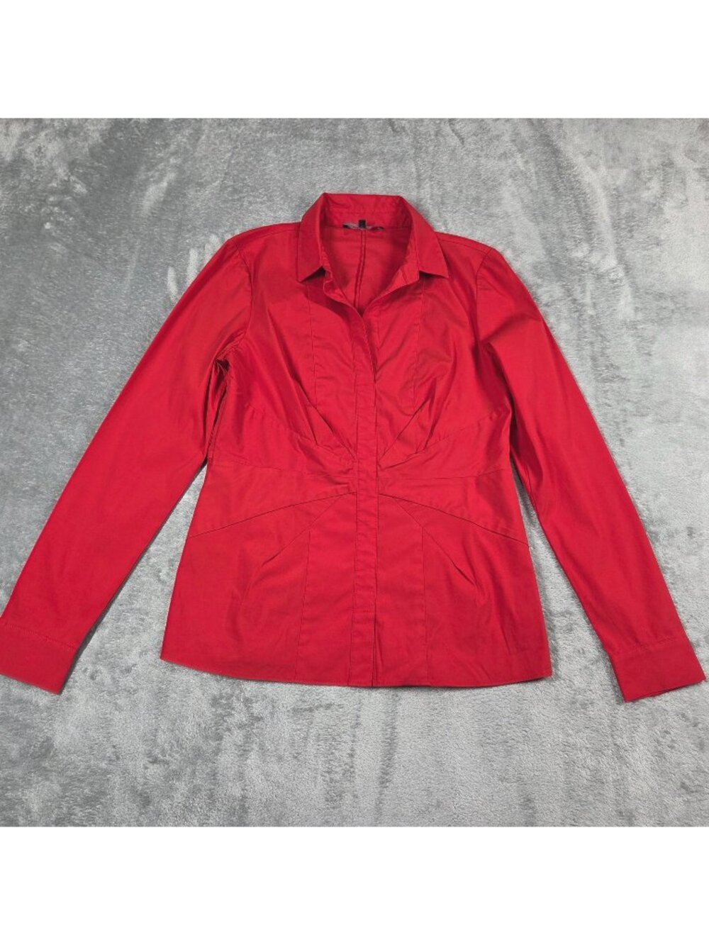 Lafayette 148 Top 4 Red Stretch Fitted Office Quiet Luxury Preppy Popover Blouse